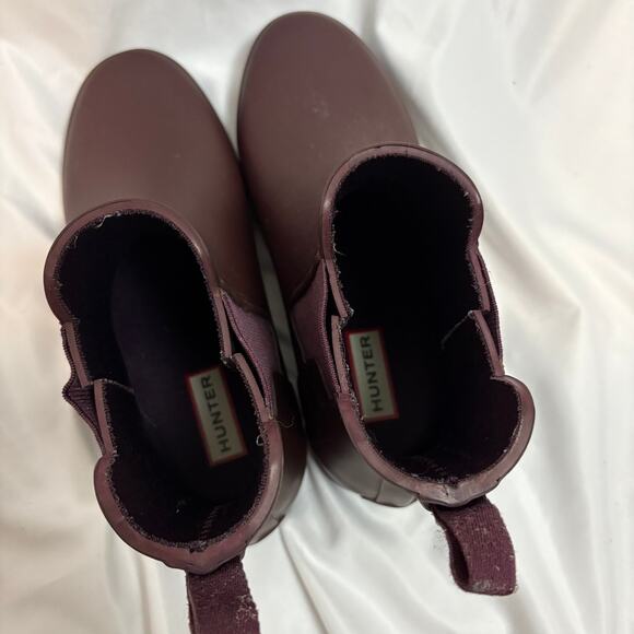 Hunter Dark Purple Chelsea Rain Ankle Boots Size 7 - Picture 4 of 7